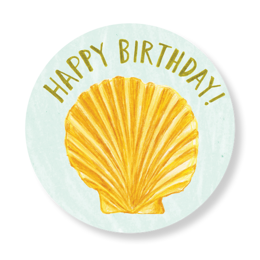 "Happy Birthday" Scallop Shell Stickers